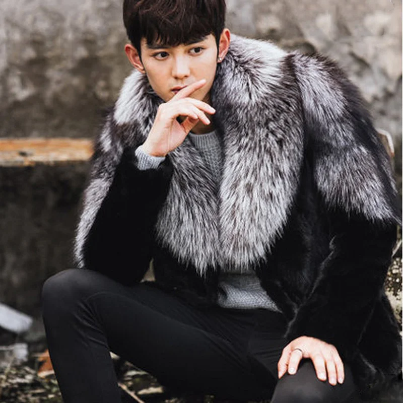 Мужская Шуба, имитация меха норки, длинное пальто, Мужская зимняя теплая куртка, Европа и США, код S-6XL