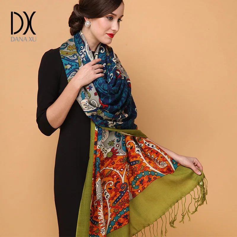 Женский кашемировый шарф теплый толстый шерстяной шарф-накидка из пашмины