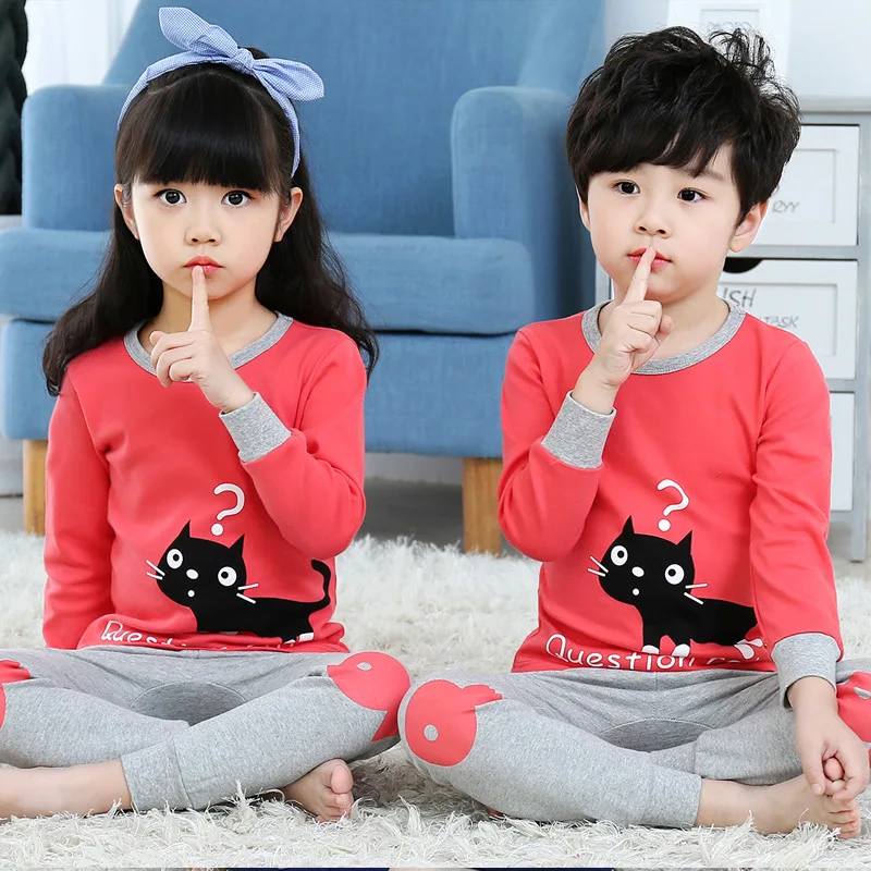 

Cartoon Pajamas For Girls Children's Cotton Sleepwear Long-Sleeve+Pant Boys Nightwear Pyjamas Kids Baby Toddler Clothing Sets