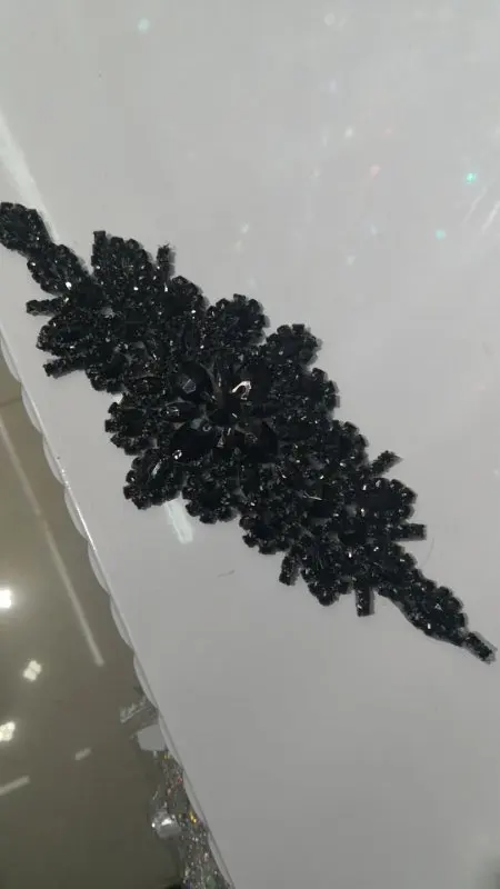black 1 шт./лот, модные стразы из серого стекла с аппликацией из страз для женщин, пальто, платье, пояс для одежды, украшения обуви - Цвет: black