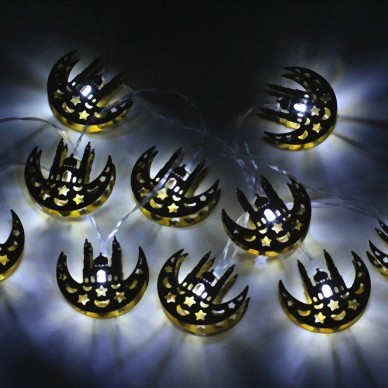 Мусульманский фестиваль Рамадан светодиодные световые струны Золотой Кованый