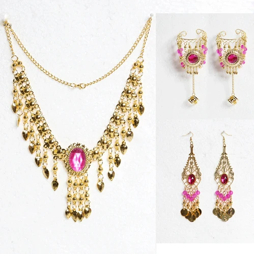 Оптовая продажа набор из 5 предметов для танца живота ожерелье серьги браслет