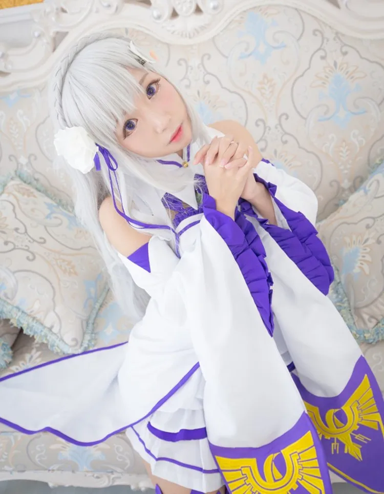 10 шт./компл. платье Emilia Re Zero Костюмы для костюмированной вечеринки парик Для