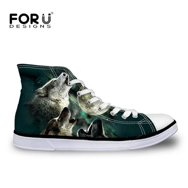 FORUDESIGNS/классный волк; мужские вулканизированные туфли; высокие мужские повседневные парусиновые туфли для подростков; мужская обувь на плоской подошве на шнуровке - Цвет: H1079AK