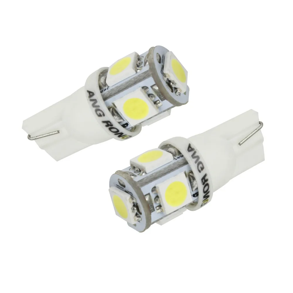 ANGRONG 10 шт. T10 лампы 5 SMD 5050 Светодиодные Автомобильные Боковые ксенон белый W5W 501