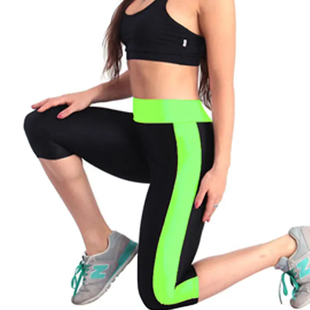06-Black green Эластичные штаны для йоги 5XL 3/4, женские укороченные штаны, Капри, спортивные Леггинсы для женщин, для фитнеса, йоги, спортзала, леггинсы с высокой талией для девушек - Цвет: 06-Black green