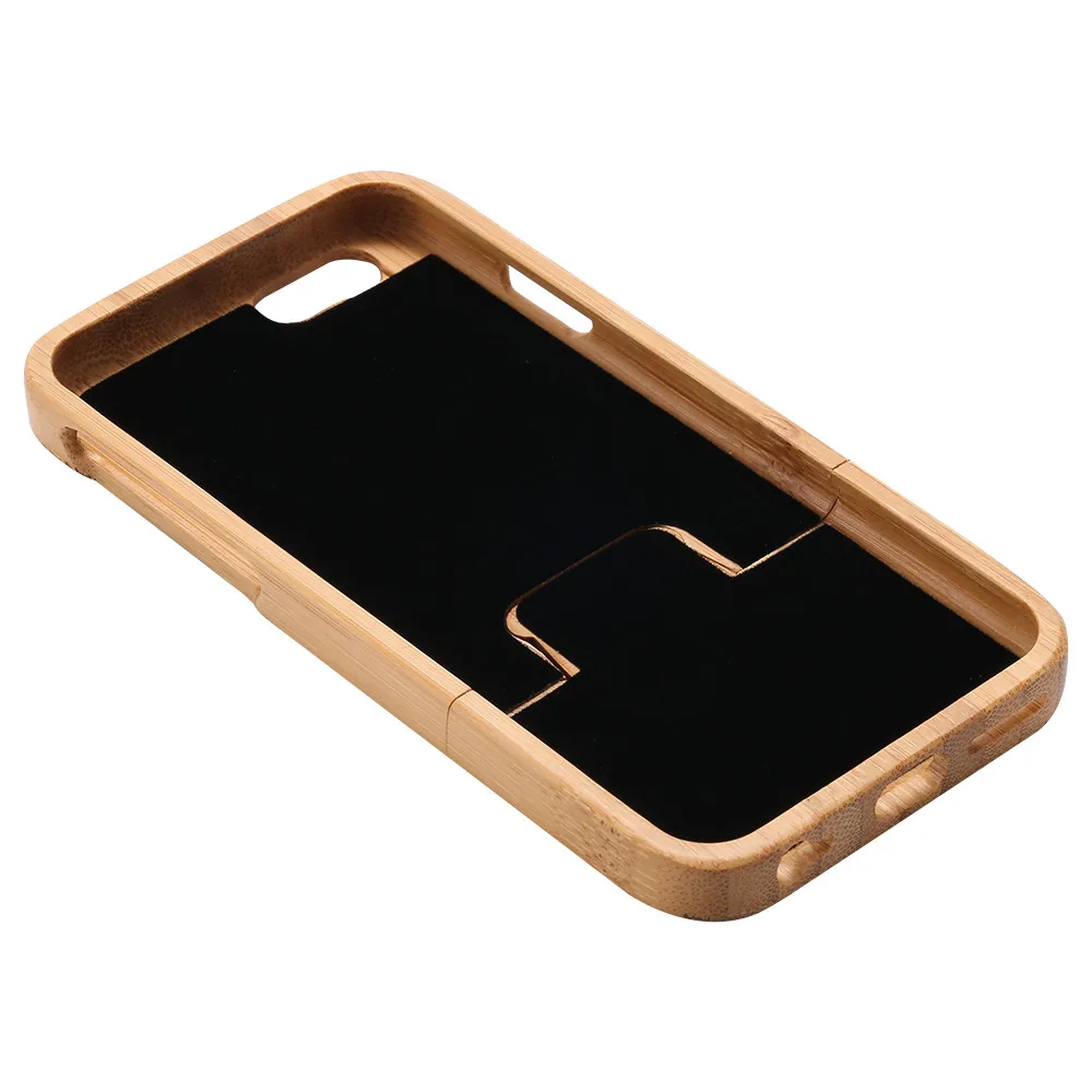 KISSCASE Fashion Natural Wood Compact Case For iPhone 6 6s Plus 100% Bamboo Engraved Wolf Cross Cover Samsung S6 S7 Edge |