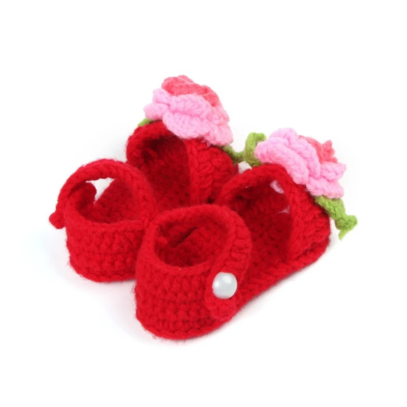 

2019New Baby Handmade Knitting Shoes Summer Spring 0-12M Newborn Soft Wool Shoes Flower Cute Girls Toddler Socks First Walker