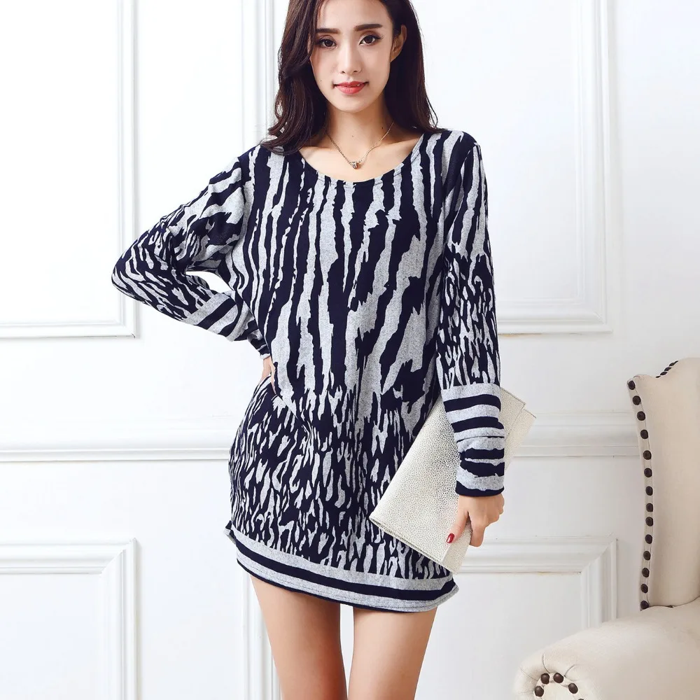 

2018 antumn winter Fashion Women long sleeve Dresses Plus Size Dress Loose casual tops tunic pullover print