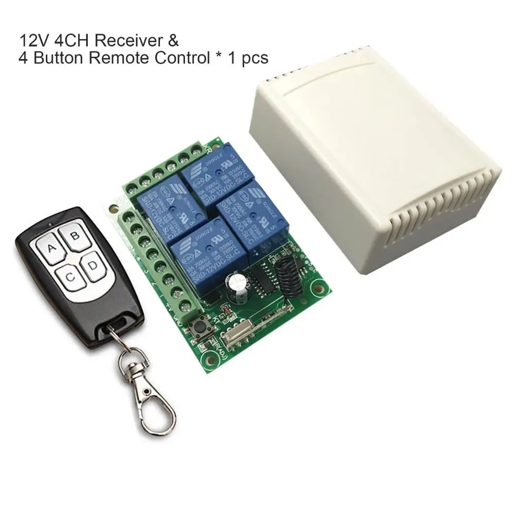 QIACHIP 433 МГц Universele Draadloze Afstandsbediening Schakelaar DC 12 V 4 CH RF Relais Ontvanger Module + | Электроника
