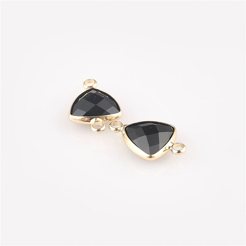 10pcs Triangle Glass Beads Necklace Bracelet For Jewelry Making Gifts Women Wholesale Bead Charms Golden Plated Brass | Украшения и