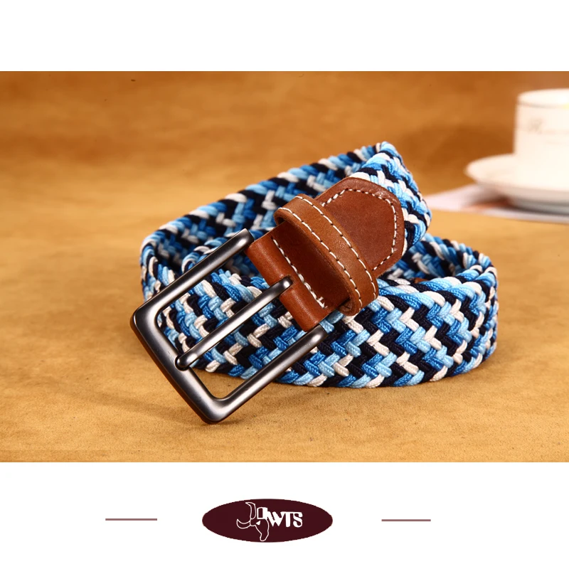 [DWTS]Belts Cummerbunds Woman 3.5CM Wide Elastic Stretch Canvas Belt Pin Buckle Braided Young Students leather | Аксессуары для