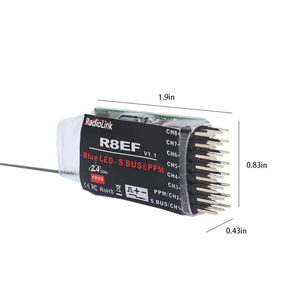 8-канальный приемник Radiolink R8EF 2 4G 8CH FHSS для T8FB с поддержкой S-BUS PPM PWM | Игрушки и хобби