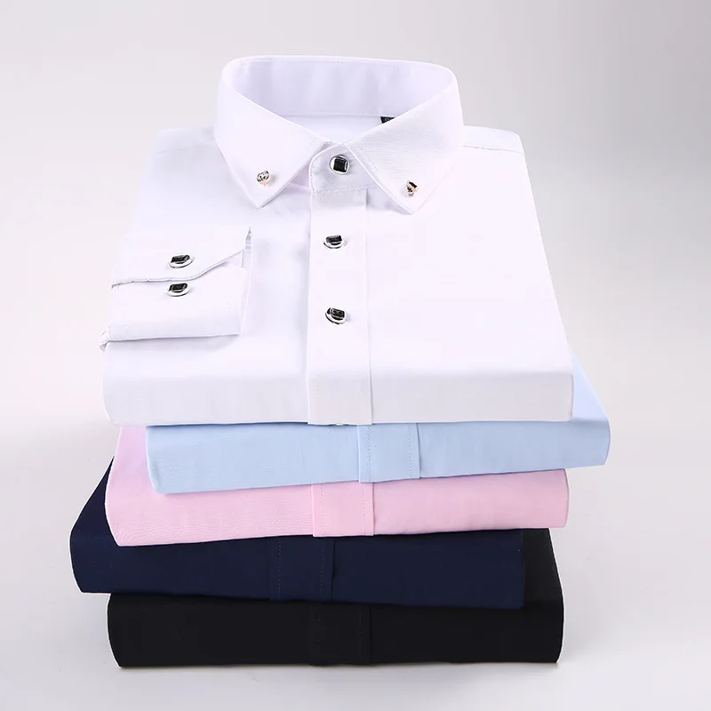 Рубашка мужская с длинными рукавами повседневная сорочка Slim Fit в деловом стиле на