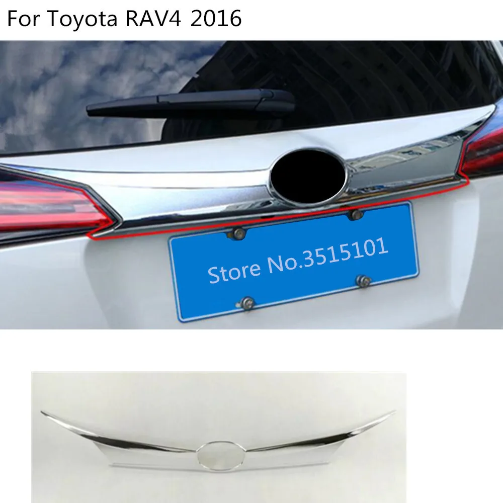 

Car Rear Back Door License Tailgate Bumper Frame Plate Trim Lamp Trunk Parts 2pcs For Toyota RAV4 2016 2017 2018
