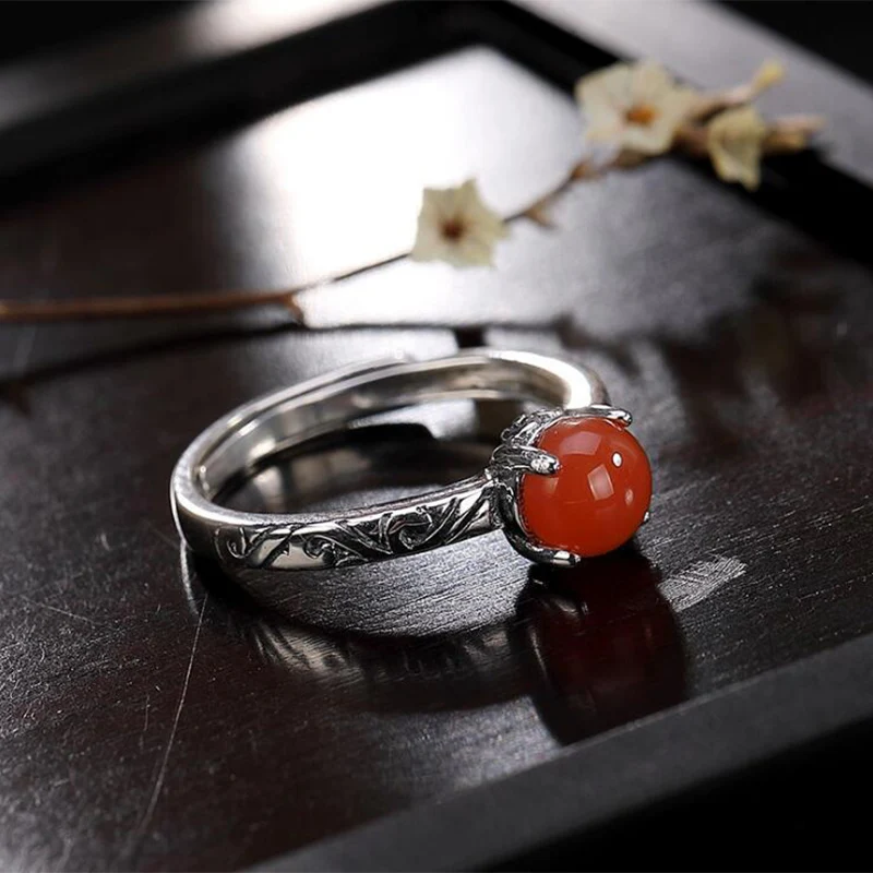 Женское регулируемое кольцо из серебра 2019 пробы с бирюзовым агатом|Кольца| |