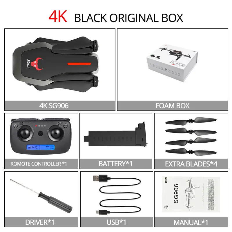4k Black Gift Box Бесщеточный 4K Дрон с 5G wifi FPV HD камерой 25 минут полёт gps Дрон камера RC Квадрокоптер Вертолет VS SG906 F11 E520S S167 - Цвет: 4k Black Gift Box