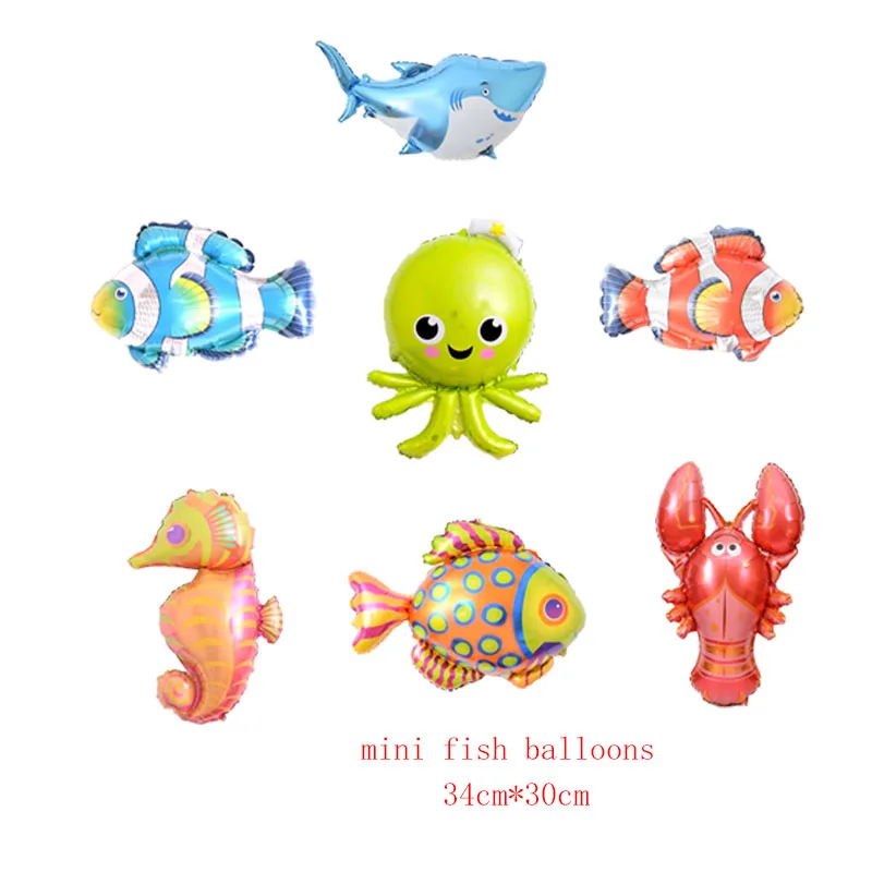 7 шт./лот большие воздушные шары с морскими животными из фольги мини шар для рыбы