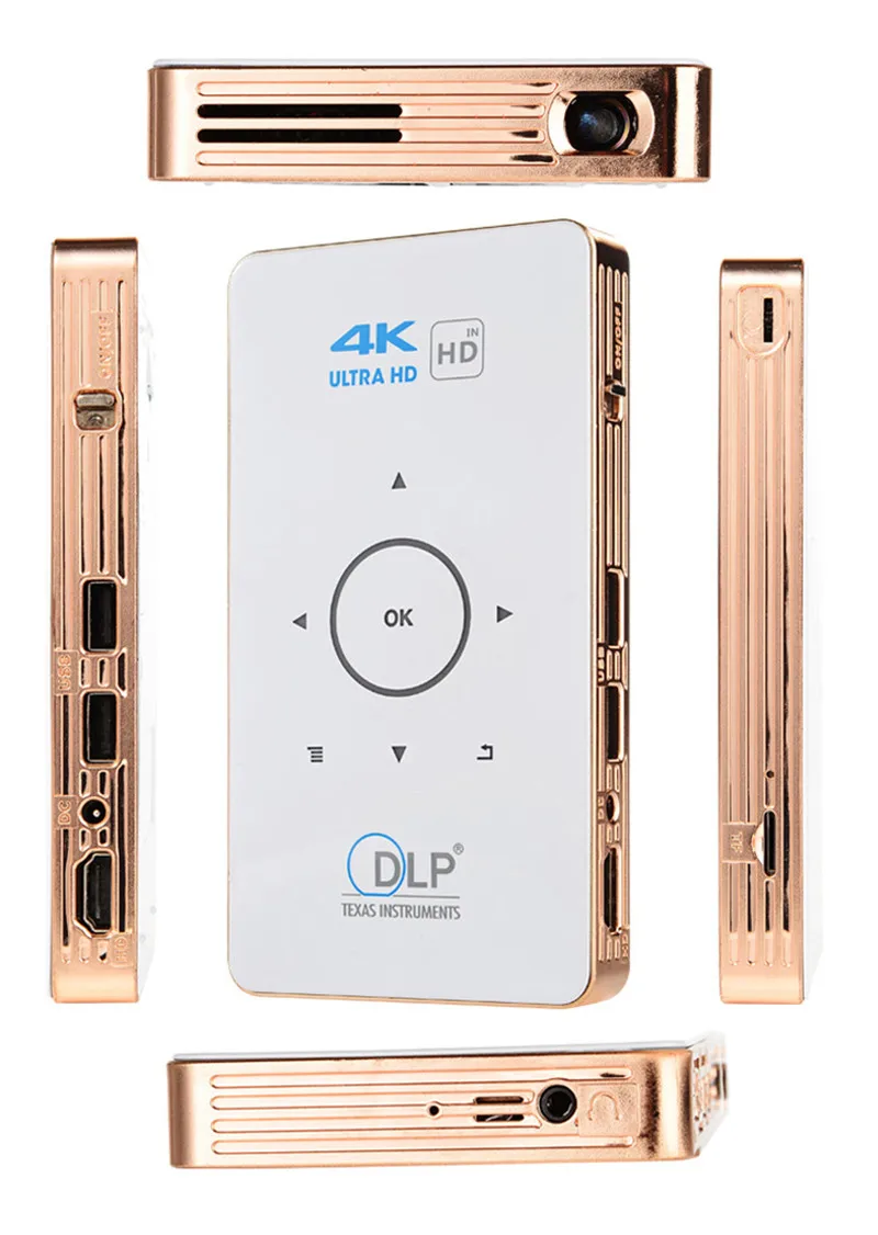 Карманный проектор 4k dlp mini C6 проектор 50 люмен Android 6,0 четырехъядерный двухдиапазонный wifi Bluetooth pico проектор