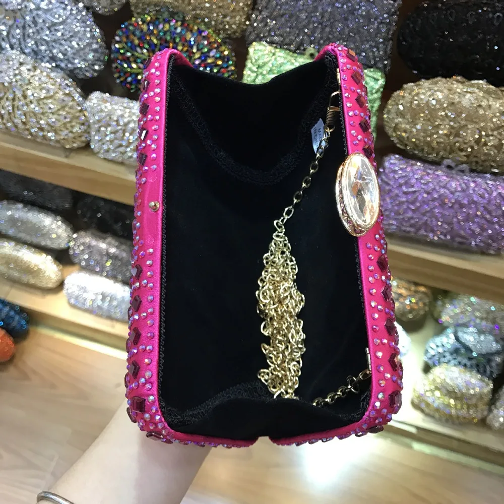 Женский черный/розовый/красный/синий бриллиантовый кристалл Роскошные сумки на