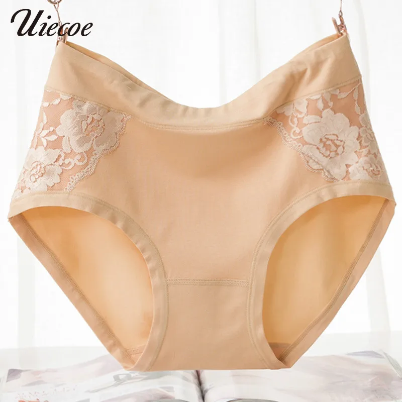 UIECOE кружевные трусики с цветами Женские Плюс Размер 2XL 4XL большой размер дышащий