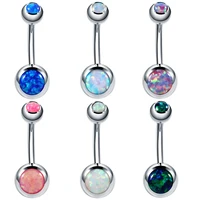 1pc steel piercings ombligo 14g opal stone navel piercings belly button piercings dangle earrings belly piercings body jewelry