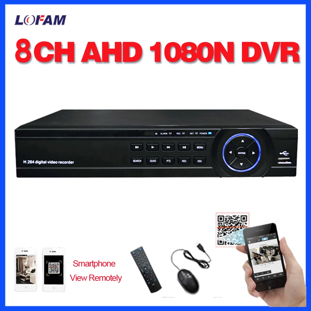 Lofam DVR 8CH AHD 1080 P 1080N 5 в 1 Гибридный аналоговый TVI CVI NVR видеорегистратор 8 канальный