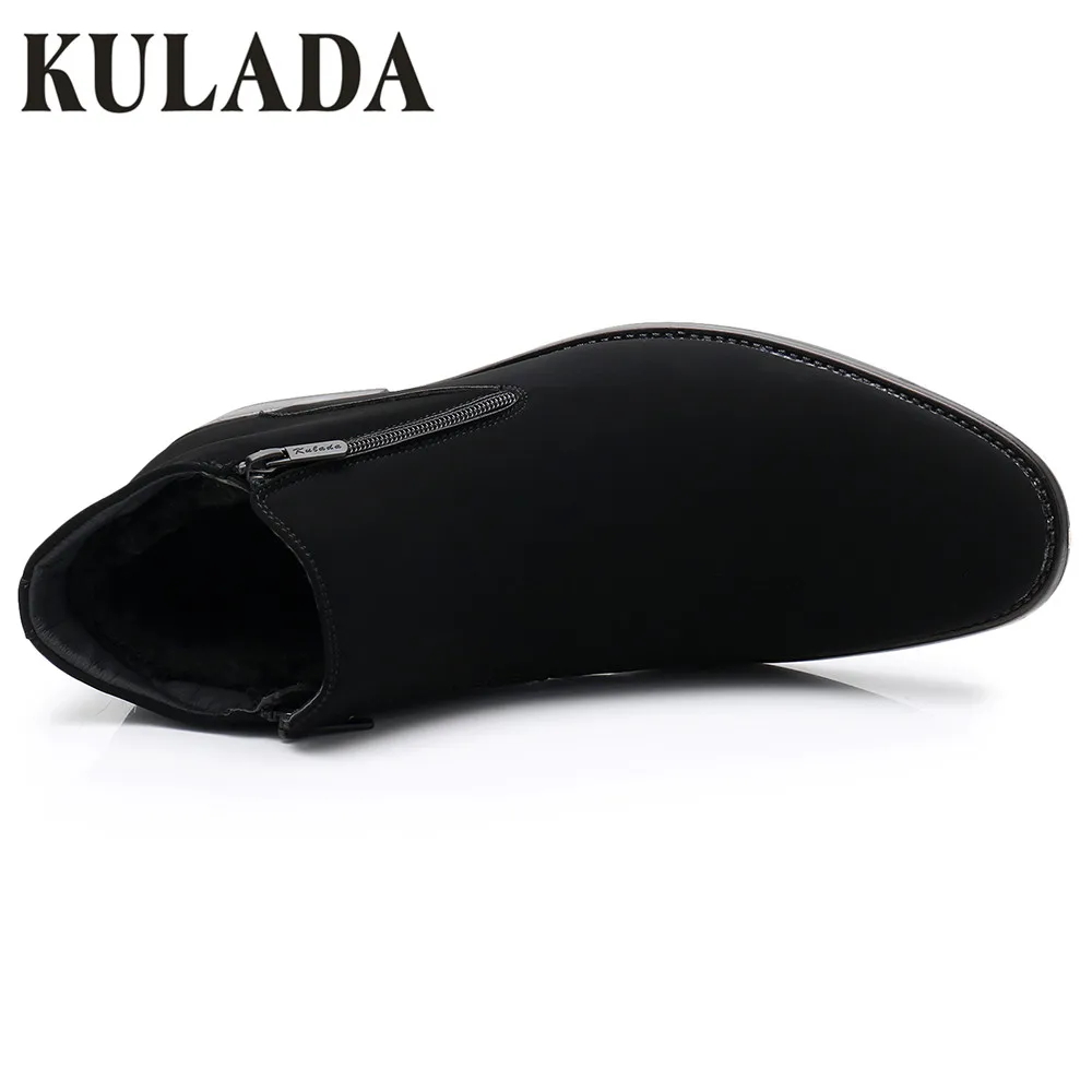 Мужские деловые ботинки KULADA черные на толстой подошве большие размеры зима 2019 |