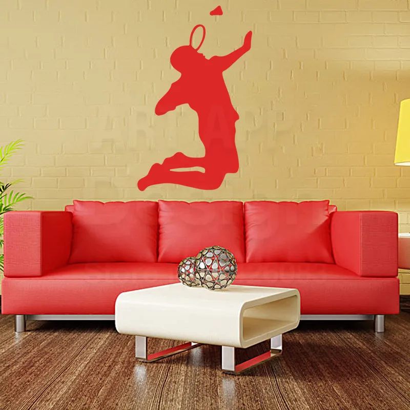 Книги по искусству home decor Виниловые дешевые красочные бадминтон плеер наклейки Съемный теннис спортивный ПВХ надписи для украшения дома