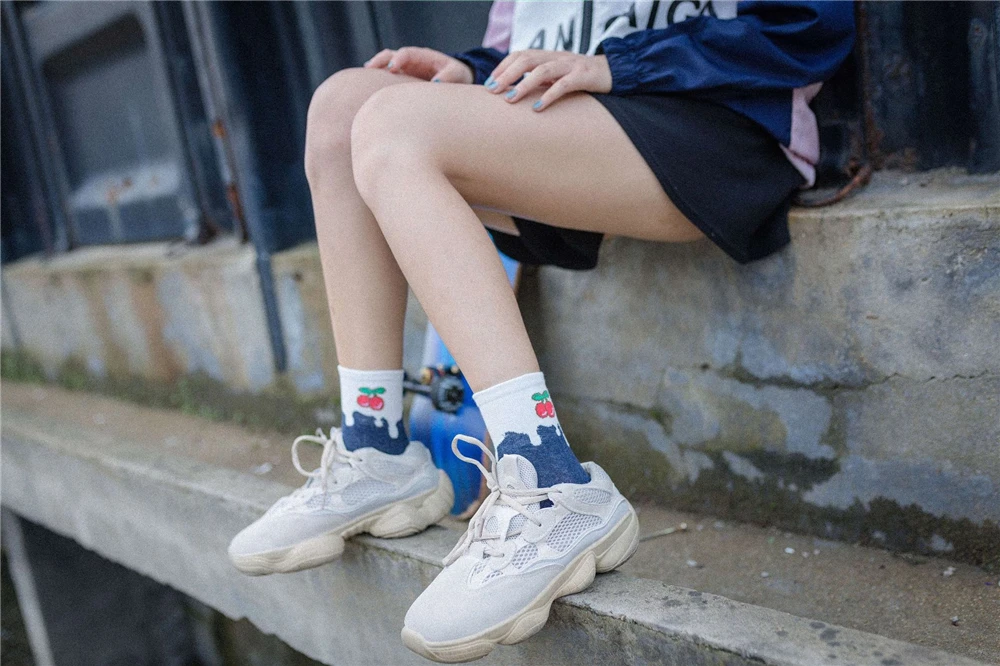 Новые женские носки без пятки ulzzang, молоко, клубника, банан, корова, соккен, для девочек, Осень-зима, рисунок с фруктами, молоко, теплые удобные хлопковые носки