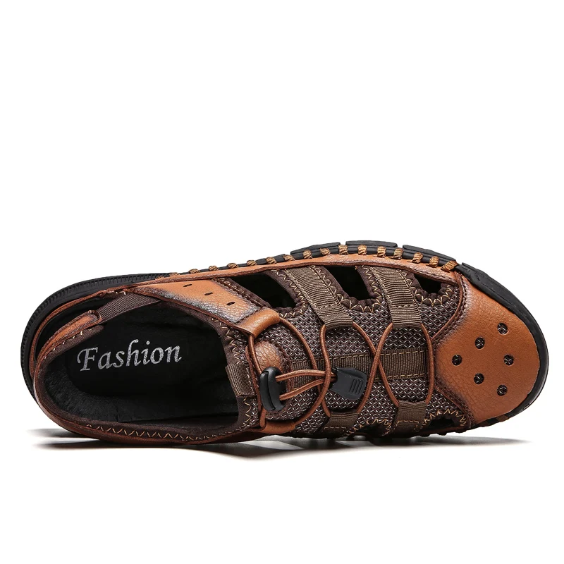 Сандалии AKZ мужские из натуральной кожи дышащие удобные легкие пляжные босоножки