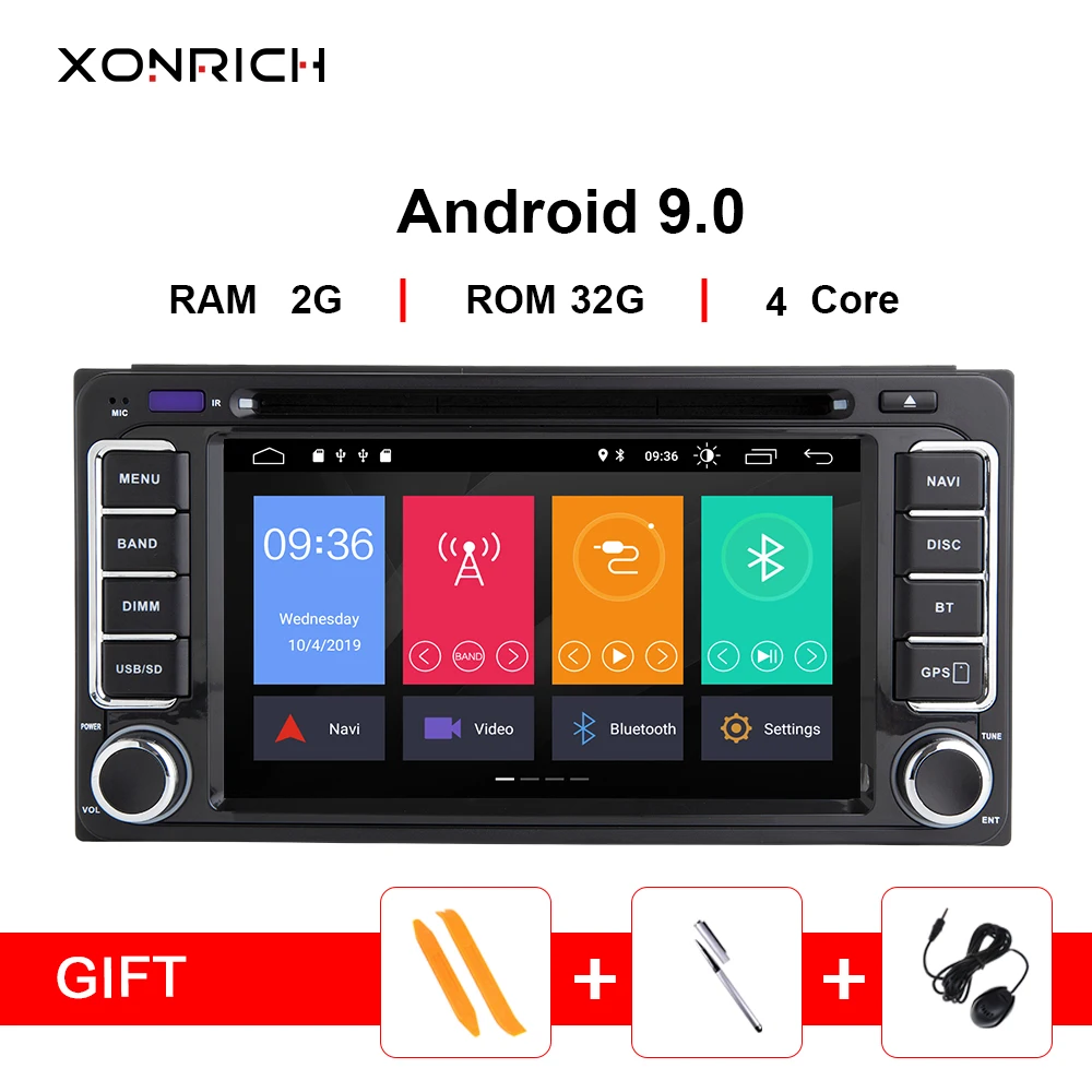 2 din Android 9 0 автомобильный DVD GPS Радио для Toyota Universal Land Cruiser 100 200 Prado 120 150 Rush Hiace Yaris Hilux CD