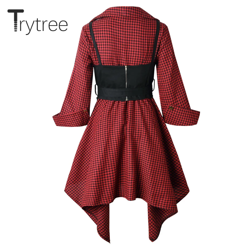 Комплект из жилетки и платья Trytree женский в клетку для офиса| |