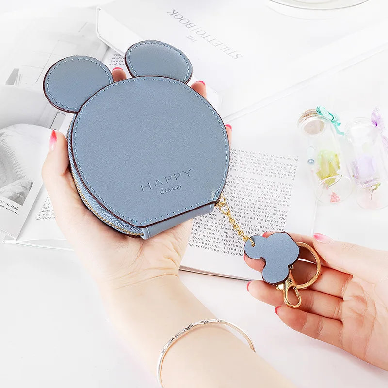 Blue Coin Purses XZXBBAG кошельки из искусственной кожи с милыми мышками и большими ушами для монет, Женский кошелек на молнии, кошелек для девочек с мультяшным рисунком, маленький мешочек, сумки - Цвет: Blue Coin Purses