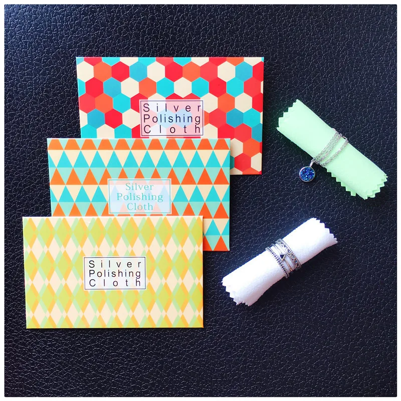 50pcs/Lot Silver Polish Cloth Customize Pattern Anti Tarnish Wipe Maintain Jewelry Tools Special Polishing Clean | Украшения и