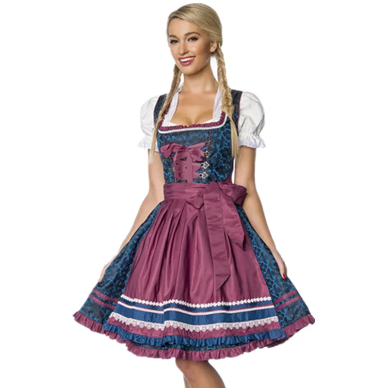 Adult Women Oktoberfest Costume Bavaria Beer Girl Heidi Dress Dirndl German Beer Maid Wench Fancy Dress Party Female Outfit
