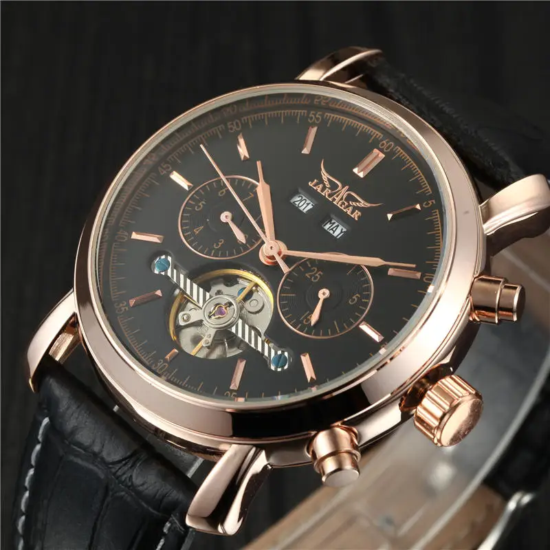 JARAGAR Топ Роскошные мужские часы Tourbillon мужской римские цифры автоматические