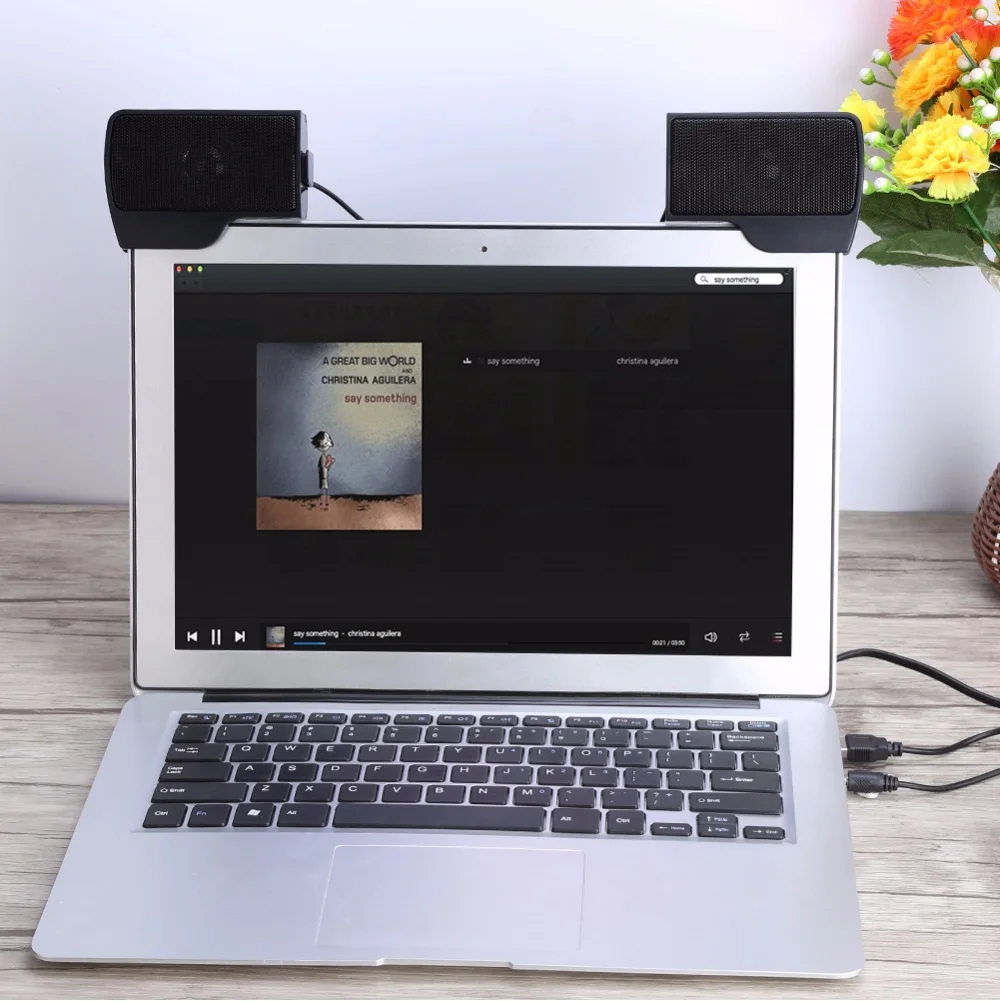 AINGSLIM, портативный мини стерео динамик, USB, проводной, 3,5 мм разъем, колонки для ноутбука, ноутбука, ПК, рабочего стола, планшета, музыкальный плеер с зажимом