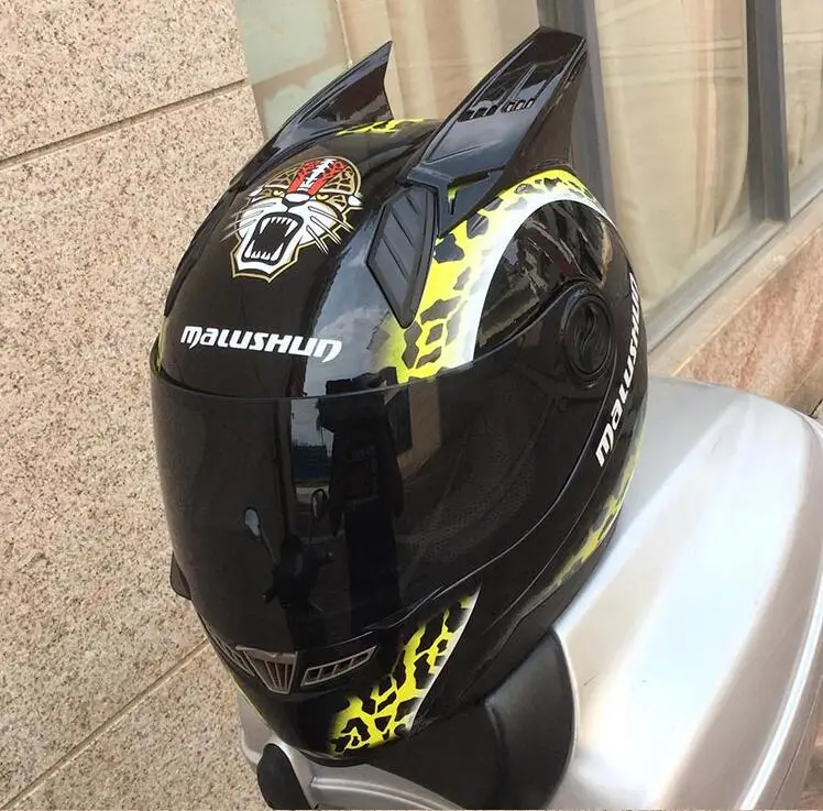 Для Malushun moto rcycle шлем Мужской анфас шлем женский рога животных шлем Высокое качество Мото шлем