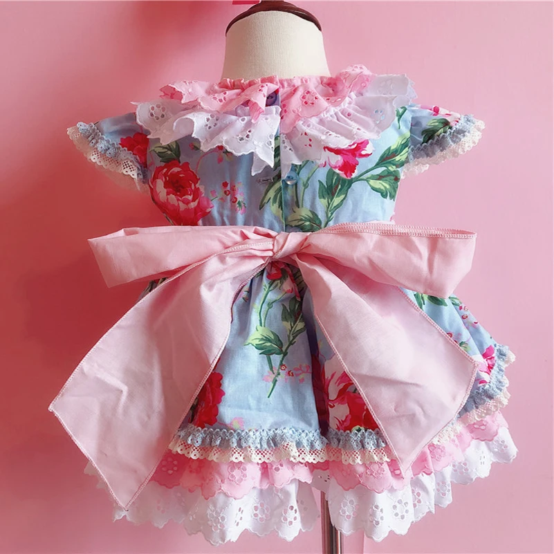 Presale/летнее платье с цветочным принтом в испанском стиле для девочек детское