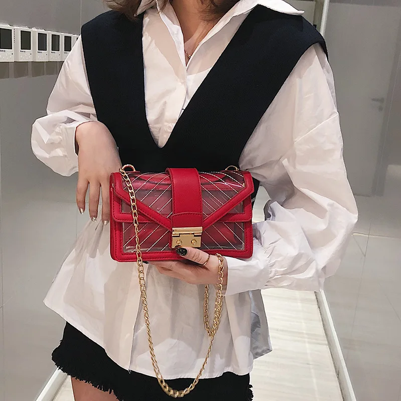 Летняя прозрачная сумка через плечо для женщин 2019 качество ПВХ роскошные сумки