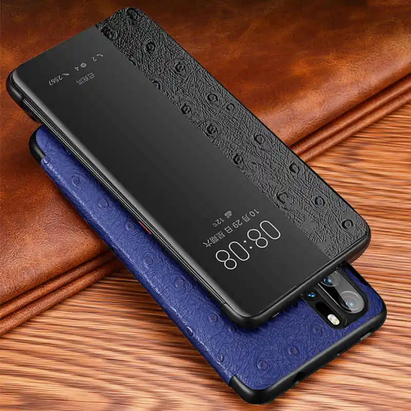 Чехол из натуральной кожи для huawei P30 Pro, умный чехол с окошком для просмотра, чехол для huawei P30 P30Pro, чехол, Fundas