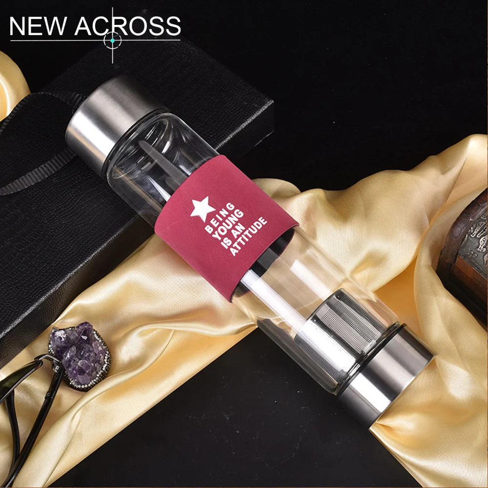 JUH 1 шт логотип на заказ оптом бизнес Подарочная стеклянная бутылка для воды 450 мл