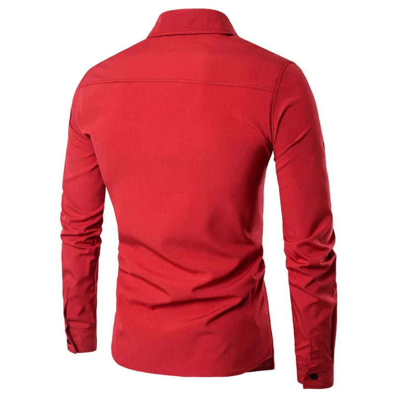 Весна Camisa Masculina тонкие модные мужские рубашки с длинным рукавом свадебные повседневные однотонные мужские облегающие рубашки размера плюс 2X