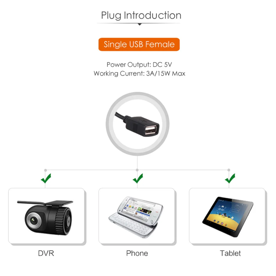 dc 12v to 5v inverter converter step down usb female hard wire car power charger cable for gps tablet phone dvr recorder camera free global shipping