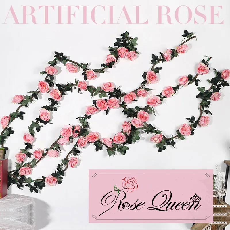 200 см Искусственный цветок розы лоза Свадебный декор настоящий на прикосновение