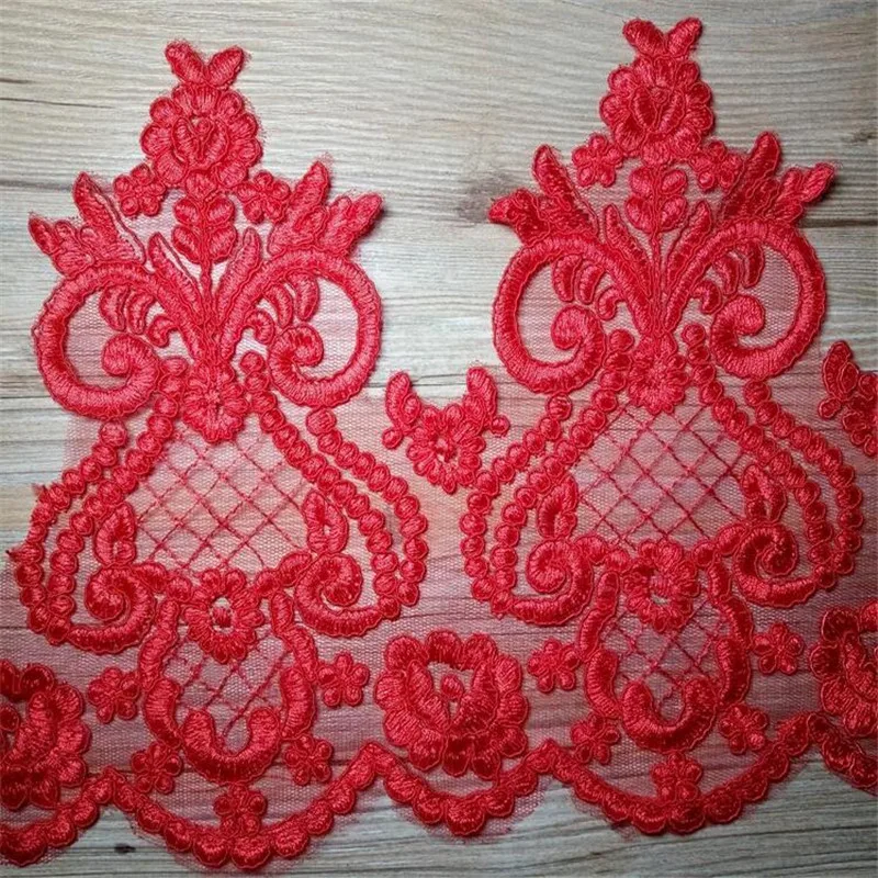Нежная кружевная аппликация для свадебного платья 1 ярд красного цвета кружевные