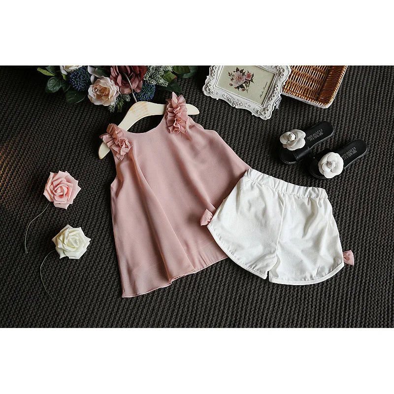 Пляжный шифоновый летний комплект одежды для девочек 2 предмета одежда маленьких