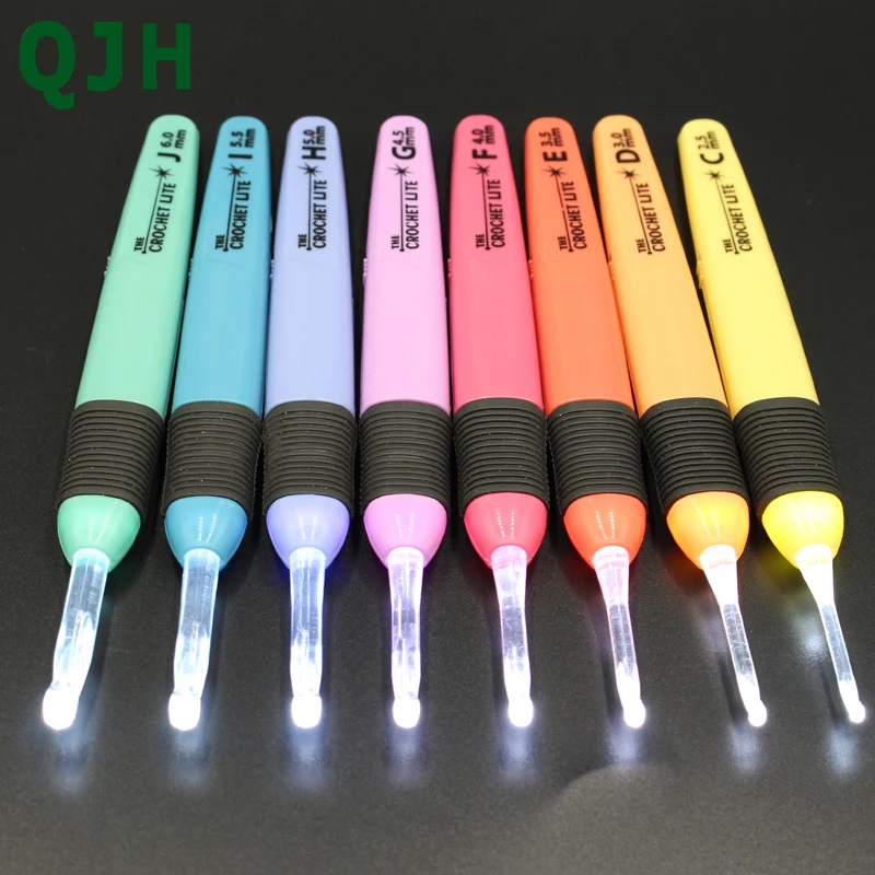 8 шт. вязальные крючки со светодиодной пластиковой ручкой светильник 2 5