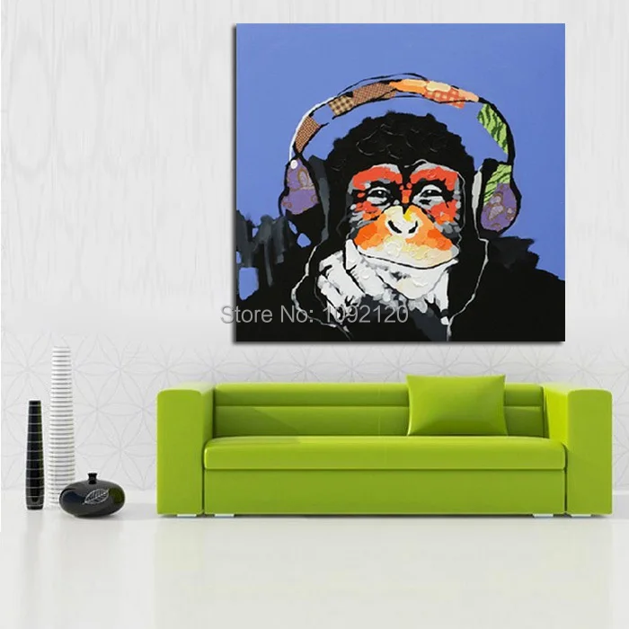 

Hand Painted Wall Art Picture Oil Painting On Canvas High Quality Paintings Thinking Monkey Large Decoration For Living Room